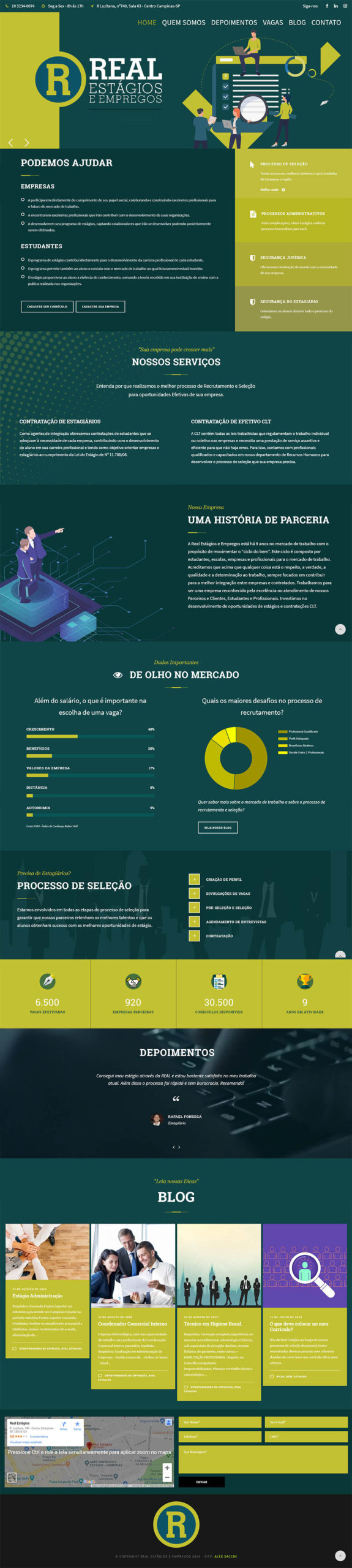 Real-Estagios Imagem de Portfólio. Site criado para a empresa de recrutamento, Real Estágios e Empregos